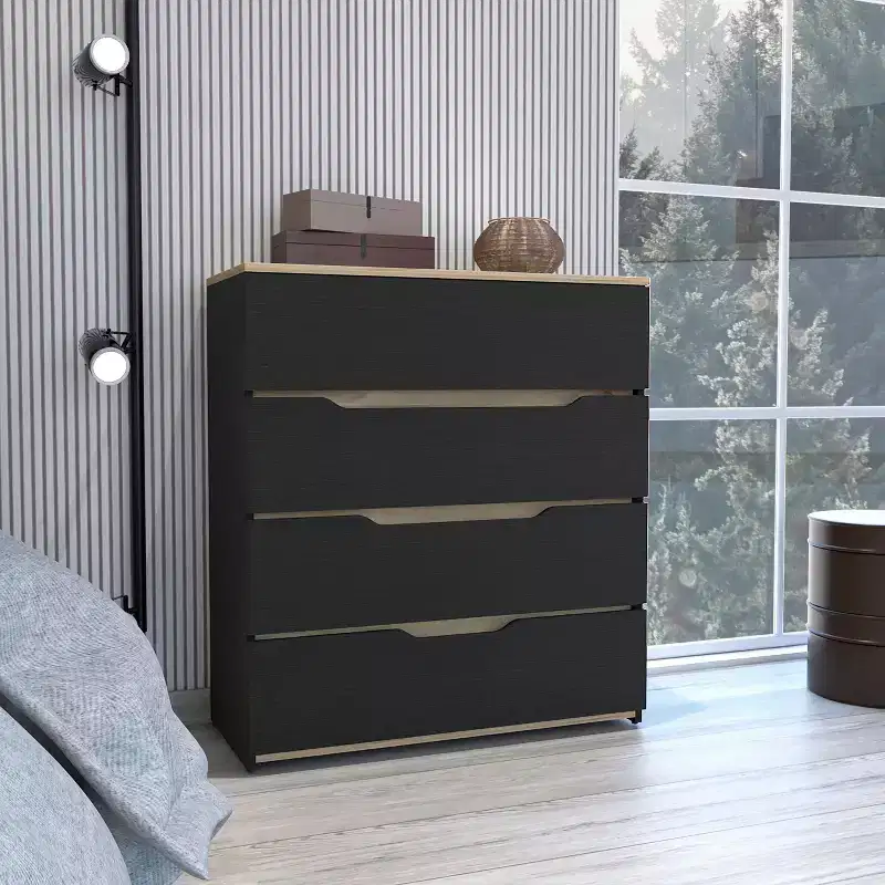 4-Drawer Dresser Ample Storage with Spacious Drawers, Sturdy Manufactured Wood, Superior Top for Versatile Home Spaces