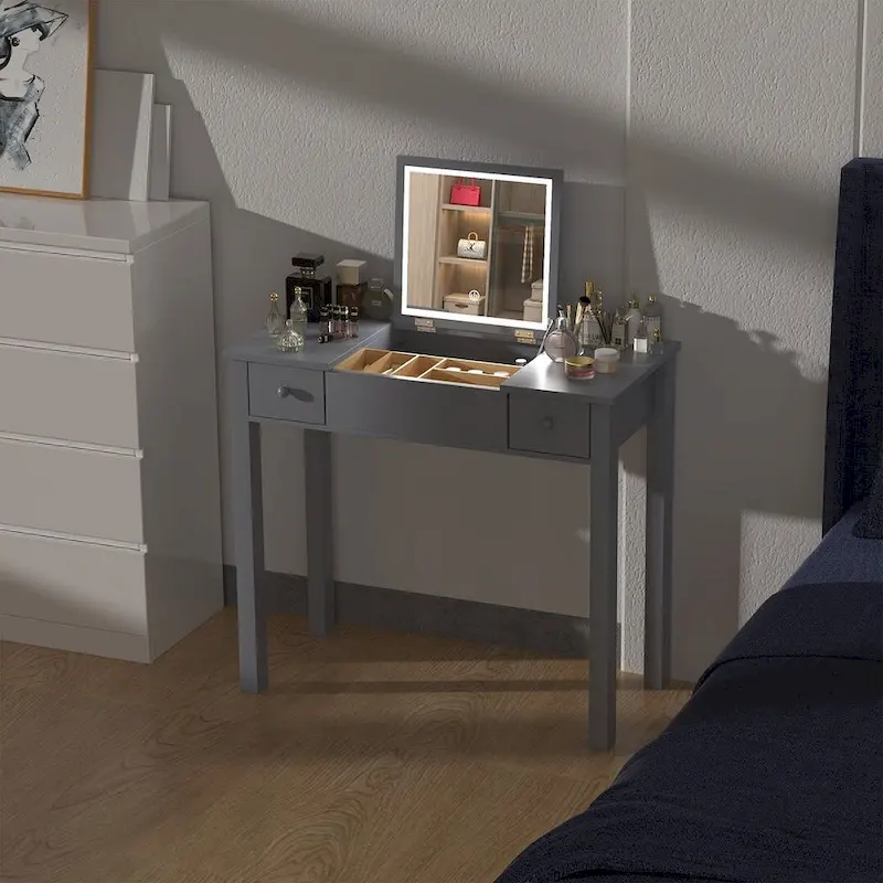 32.99 Makeup Storage Table Makeup With LED Light &Mirror