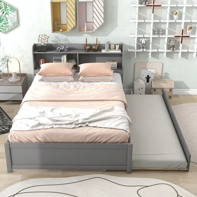 Full Bed with Trundle Bookcase