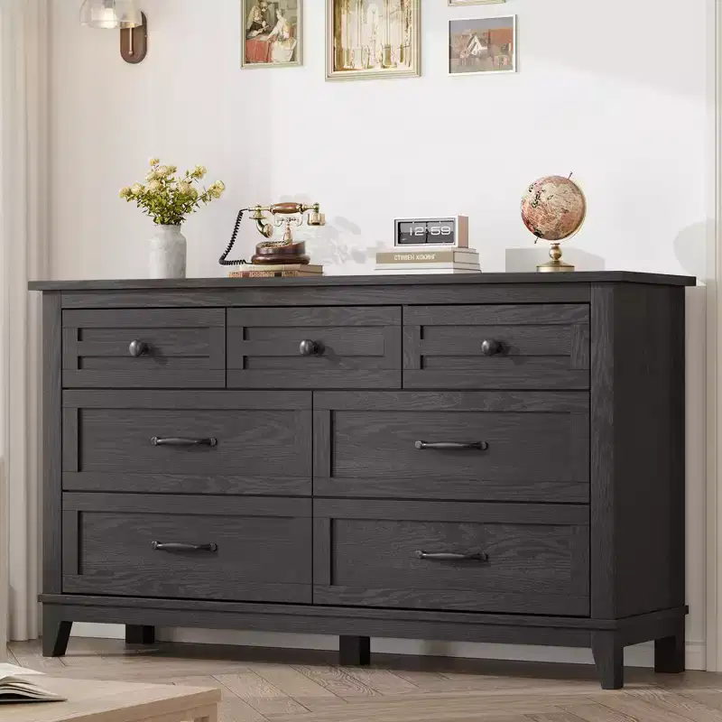 Dresser for Bedroom, 54 Wide Drawer Dresser with Storage Freestanding, Wooden Closet Storage Chest for Living Room, Bedroom