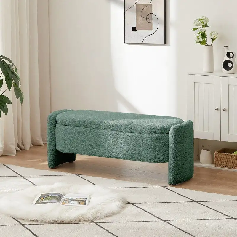 Oval Upholstered Storage Bench – 47W x 17D x 18H
