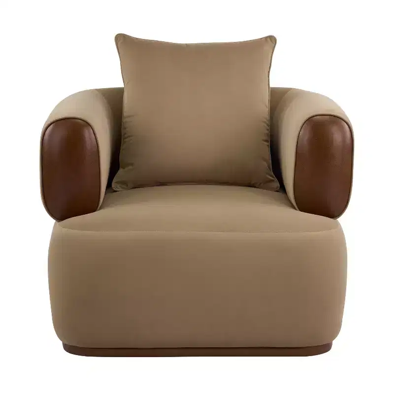 Christopher Knight Home Katia Modern Velvet Faux Leather Arm Chair with Pillow
