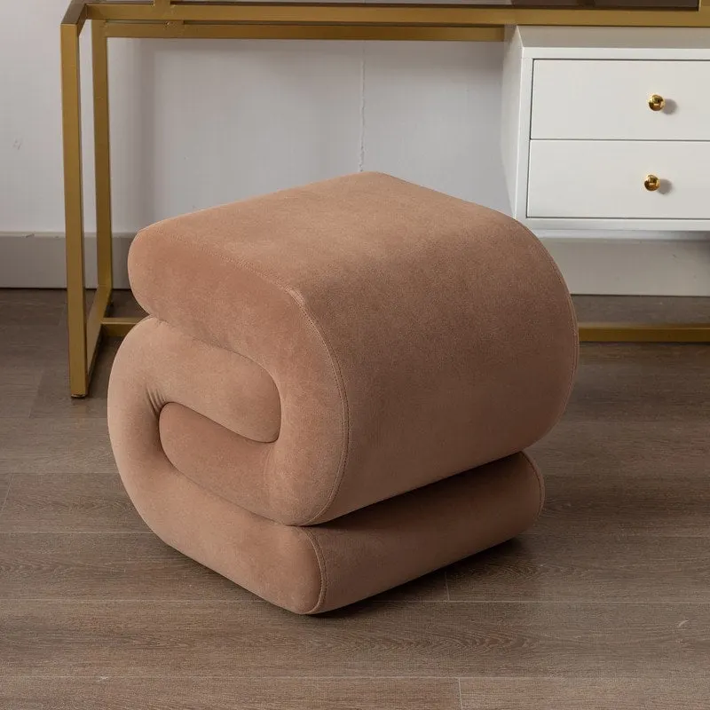 Velvet Fabric S-shape Ottoman Makeup Stool Footstool