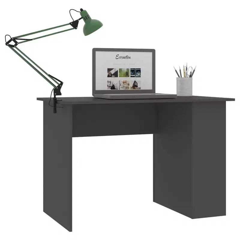 Desk Gray Engineered Wood Medium Desk Rectangular Modern