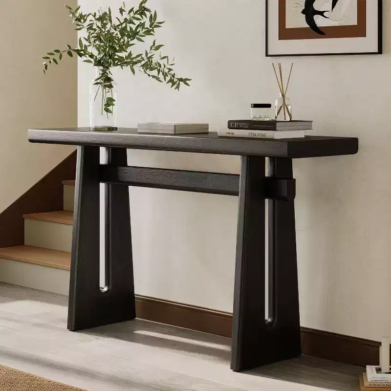 Modern Slim Console Table with Rounded Corners, MDF, 59