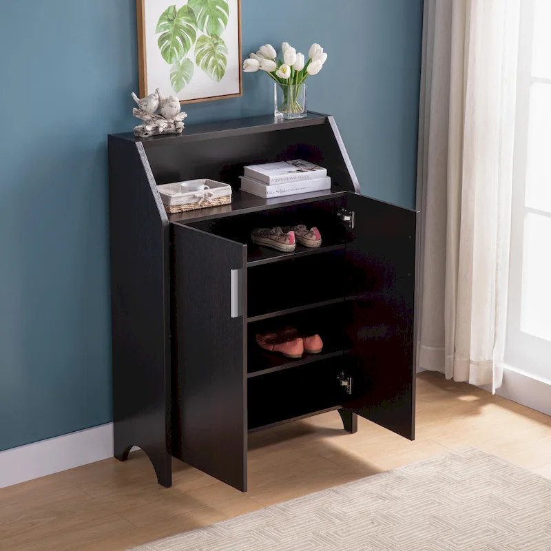 Two-Door Shoe Cabinet with 4 Interior Shelves