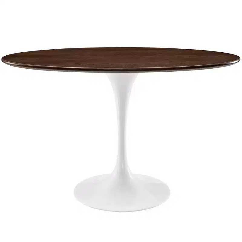 48" Oval Walnut Dining Table Walnut - : Sleek Modern Pedestal, Seats 4
