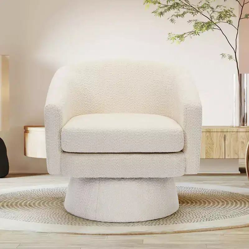 360 Swivel Accent Chair for Reading with Hidden Storage, Chenille Fabric Rotating Lounge Armchair for Living Room, Bedroom & Home Office