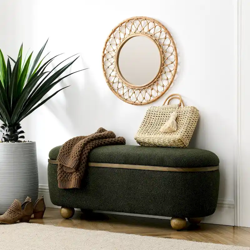 Storage Ottoman Bench, Upholstered End of Bed Ottoman Bench with Storage and Seating, Large Blanket Storage Bench
