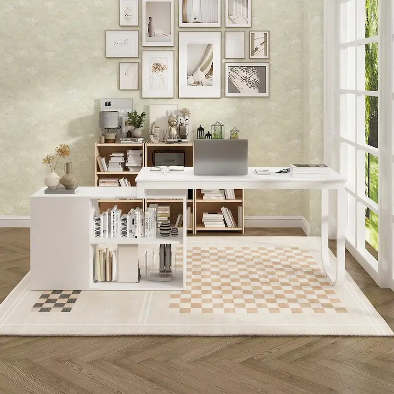 55-inch Timechee L-shaped Storage Computer Desk