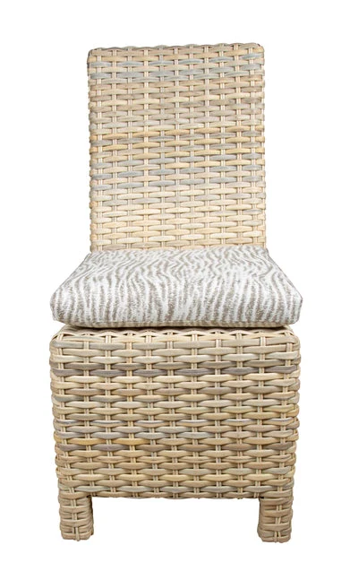 Outdoor Wicker Side Chair for Patio Dining in Gray