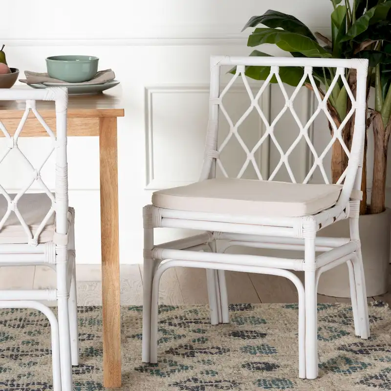 Bohemian White Rattan Dining Chair