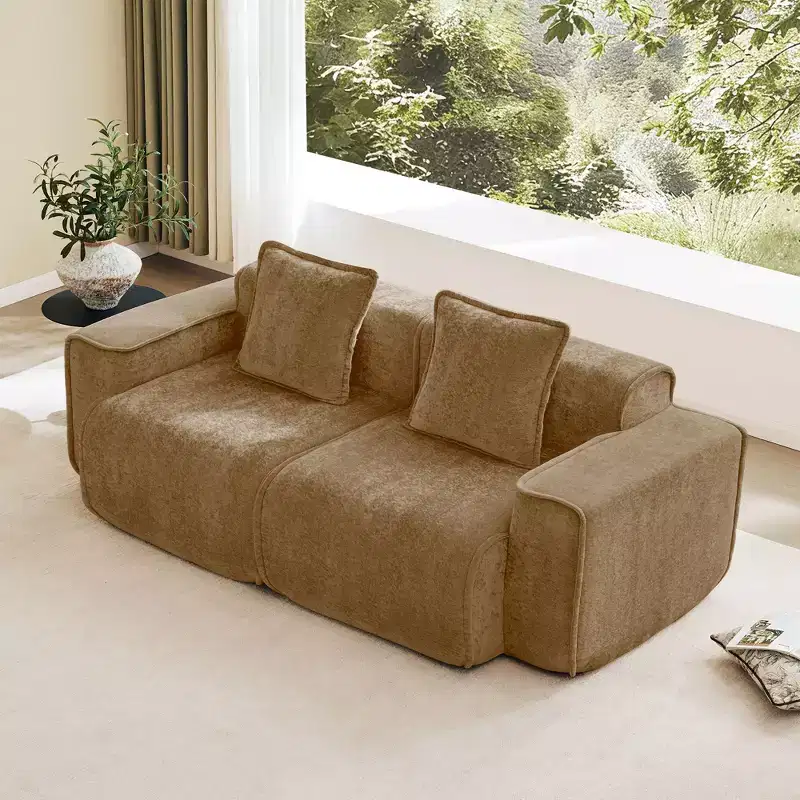 Okak Modern Modular Sectional Sofa Loveseat with Deep Seat & Pillows,Sofa Velvet Fabric Futon Couch for Living Room,Apartments