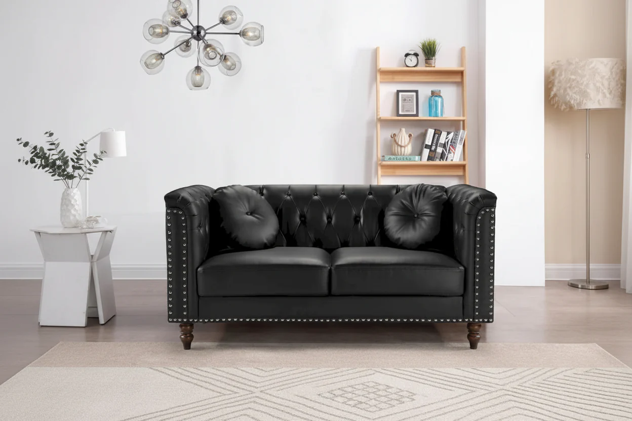 Dallas Brown Faux Leather Dining Chair with Nail Head Trim