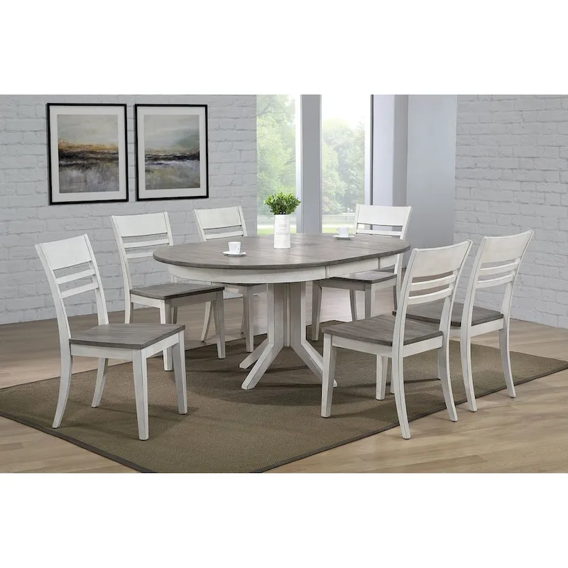 Dining Table with 6 Chairs in Ash and Stormy White