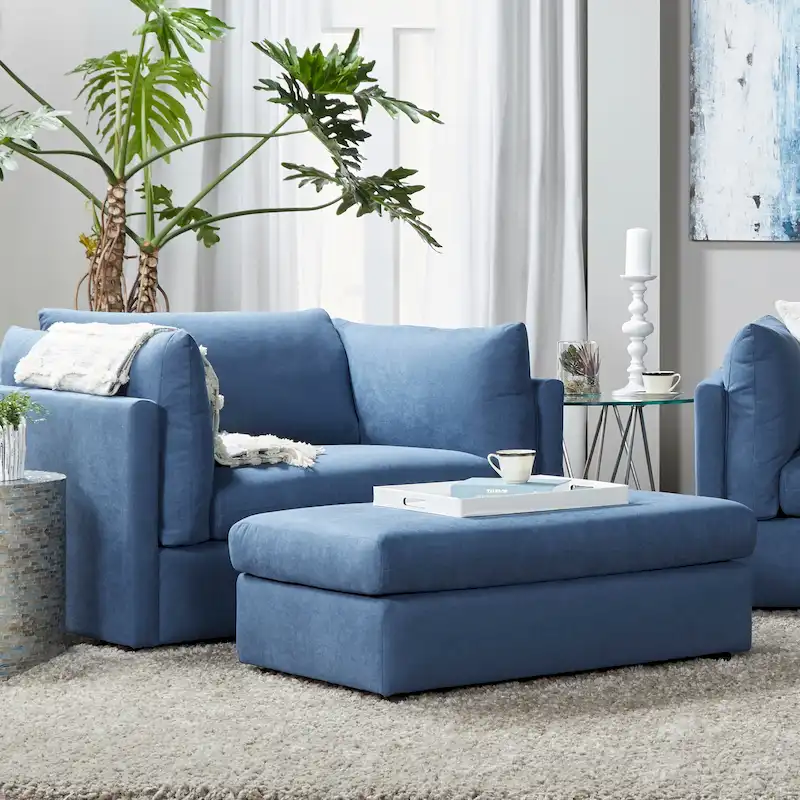 Roundhill Furniture Enda Oversized Living Room Pillow Back Cuddler Arm Chair with Ottoman