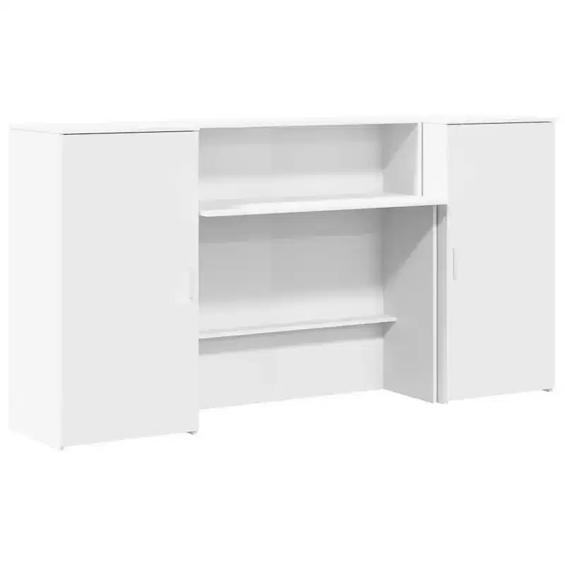 Reception Desk White Engineered Wood 78.7 in x 19.7 in x 40.7 in