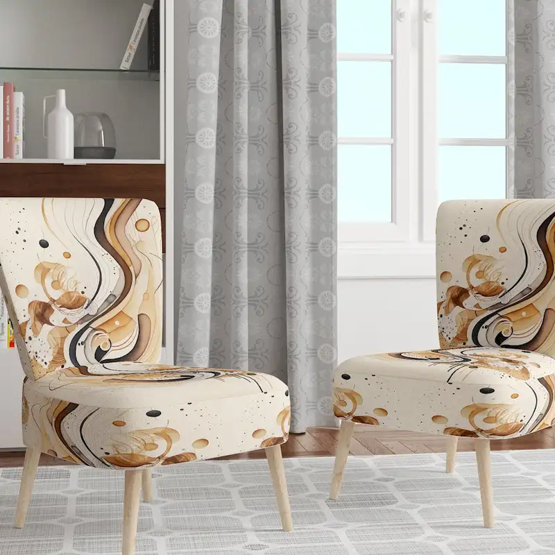 Designart Brown And Black Movement IV Upholstered Modern & Contemporary Accent Chair and Modern & Contemporary Arm Chair