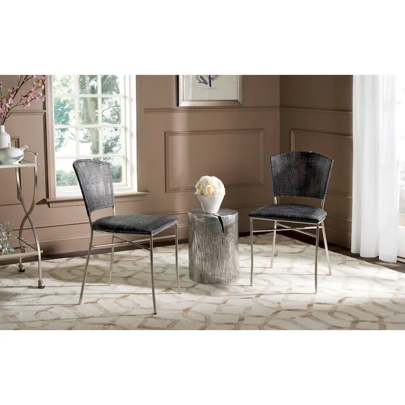 SAFAVIEH Iroda Black Dining Chair (Set of 2) - 17.5 x21.8 x33.3  - 18Wx22Dx33H