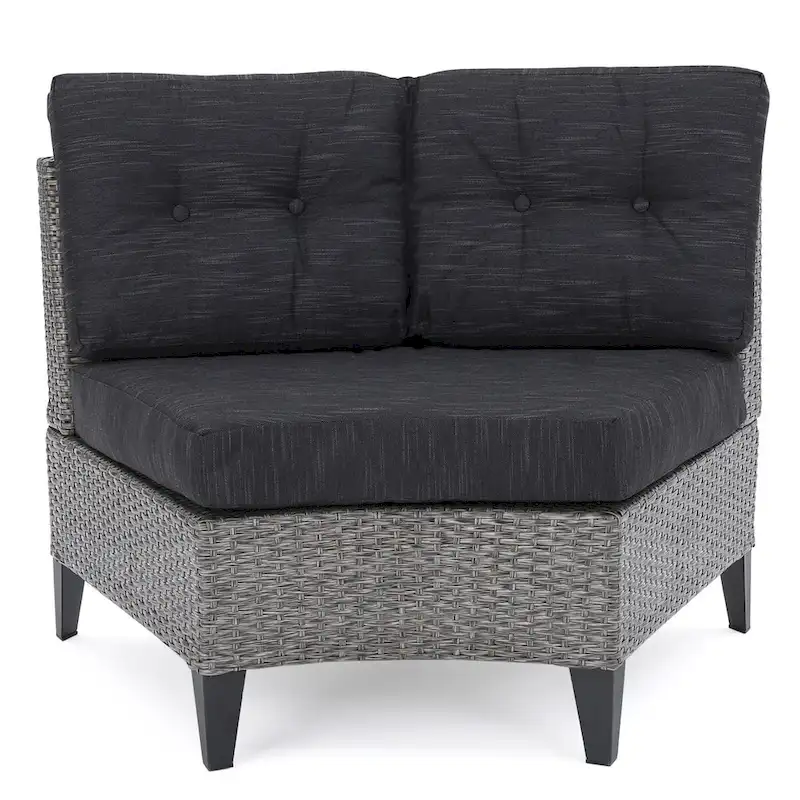 Navagio Outdoor Wicker Curved Single Sofa Chair (Set of 2) with Cushions by Christopher Knight Home
