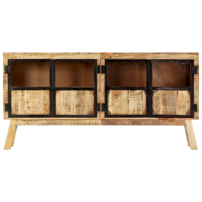 Sideboard Brown and Black 63x11.8x31.5 Solid Rough Mango Wood