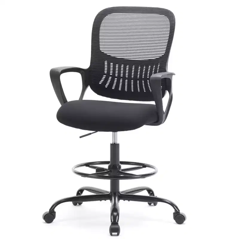 Ergonomic Office Chair Height Adjustable Tall Drafting Chair with Flip-up Armrests